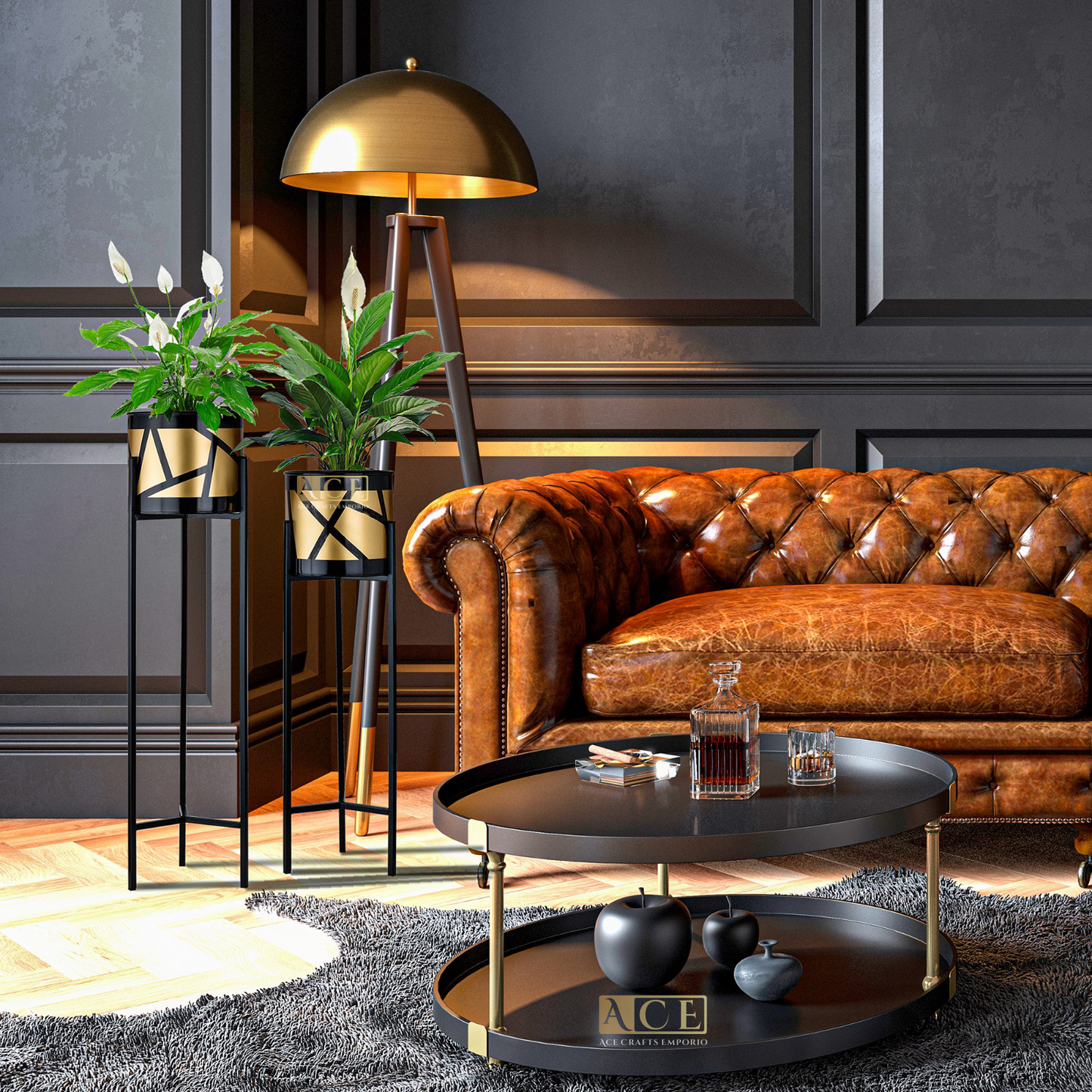 Aureate Metal Planter for Living Room - Ace Crafts Emporio