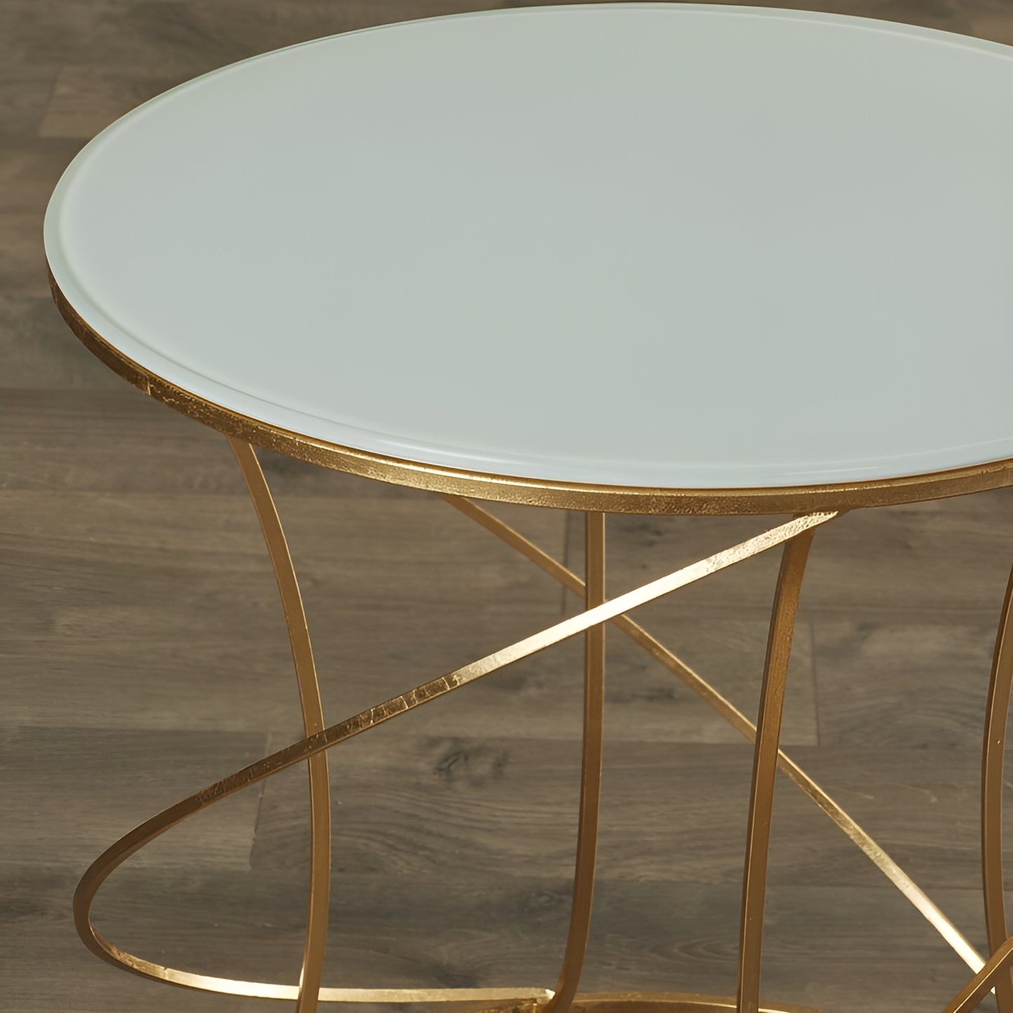 Round Gold Side Table with Glass Top – Elegant and Modern Accent Piece