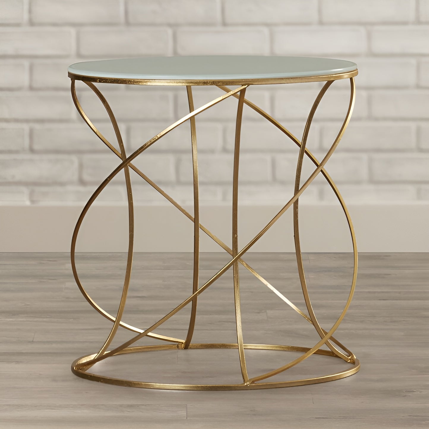 Round Gold Side Table with Glass Top – Elegant and Modern Accent Piece