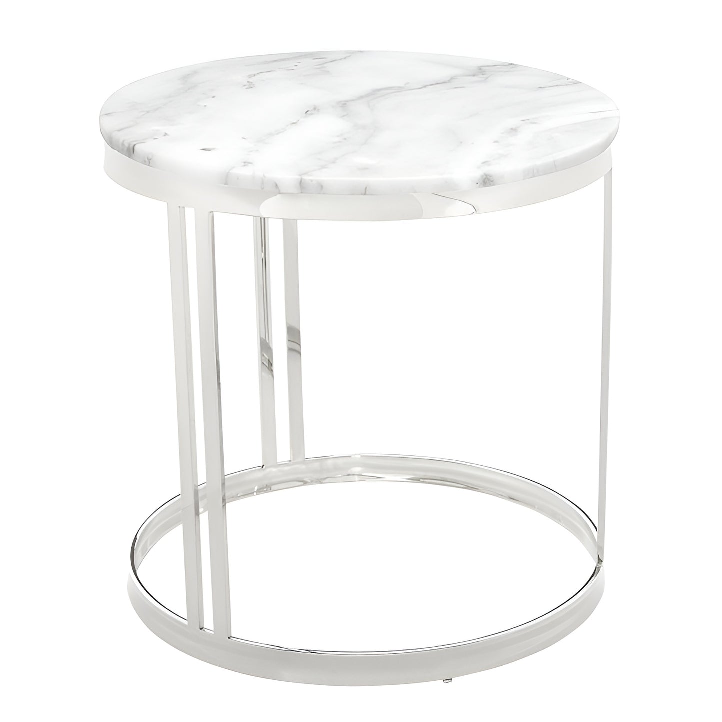 Polished Stainless Steel Round Side Table – Sleek and Modern Design