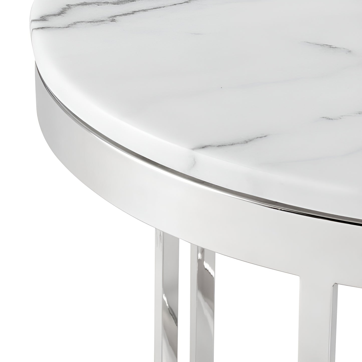 Polished Stainless Steel Round Side Table – Sleek and Modern Design