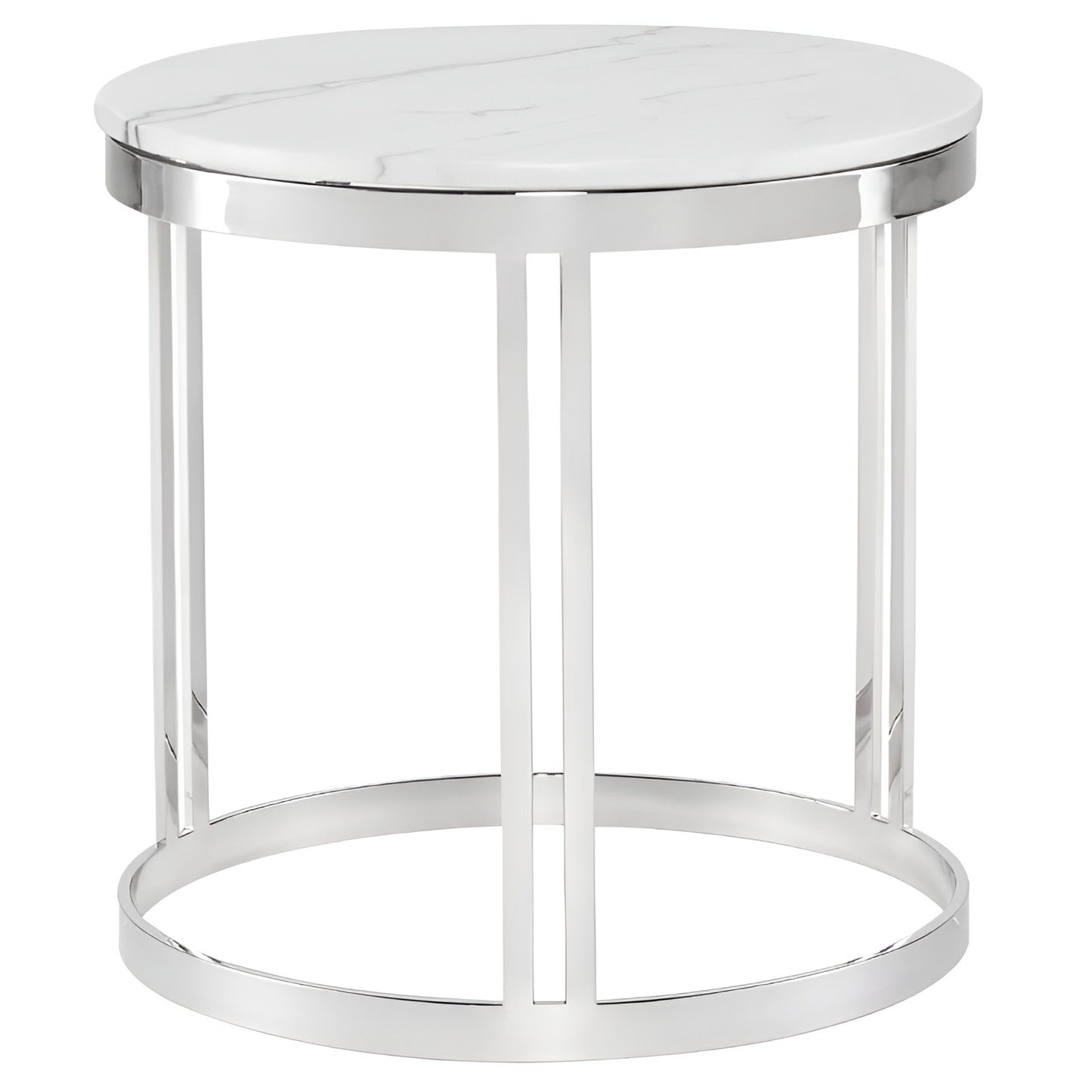 Polished Stainless Steel Round Side Table – Sleek and Modern Design