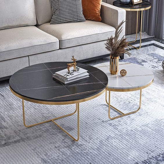 Marble Mirage: Sleek and Contemporary Nesting Table Set - Ace Crafts Emporio