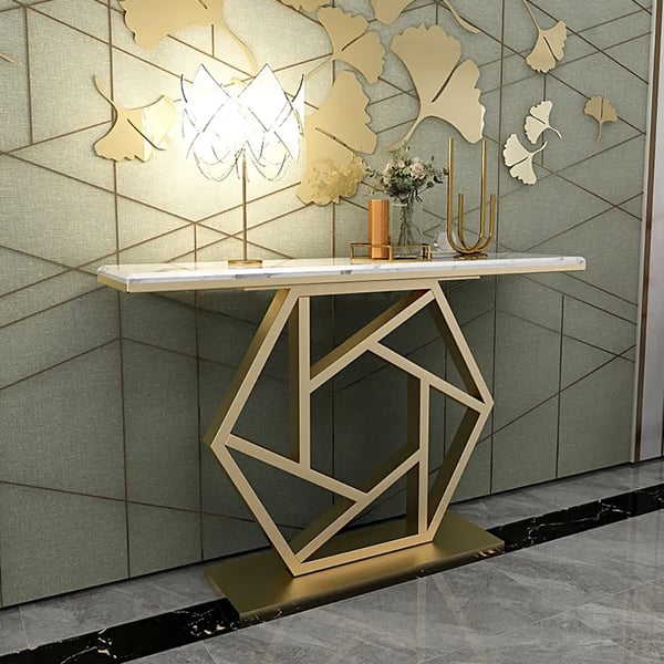 Marble Majesty: A Statement Console Table with Marble Elegance - Ace Crafts Emporio