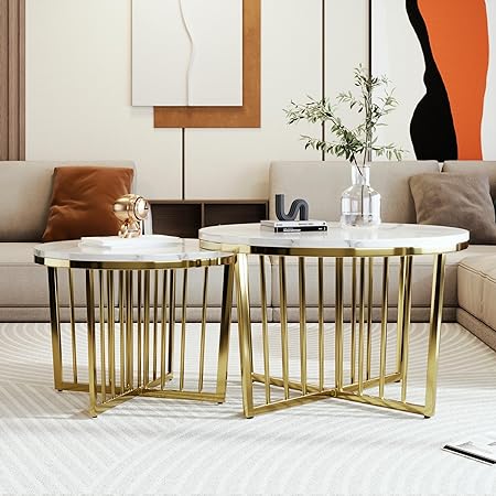 Marble Masterpiece: Modern Nesting Tables with Luxurious Marble Tops - Ace Crafts Emporio
