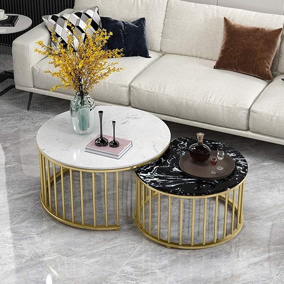Exquisite Metallic Harmony: Nesting Table Ensemble - Ace Crafts Emporio