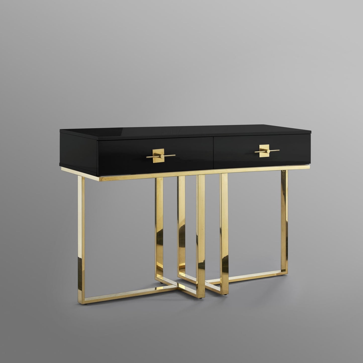 Modern High Gloss Stainless Steel Console Table with Drawer