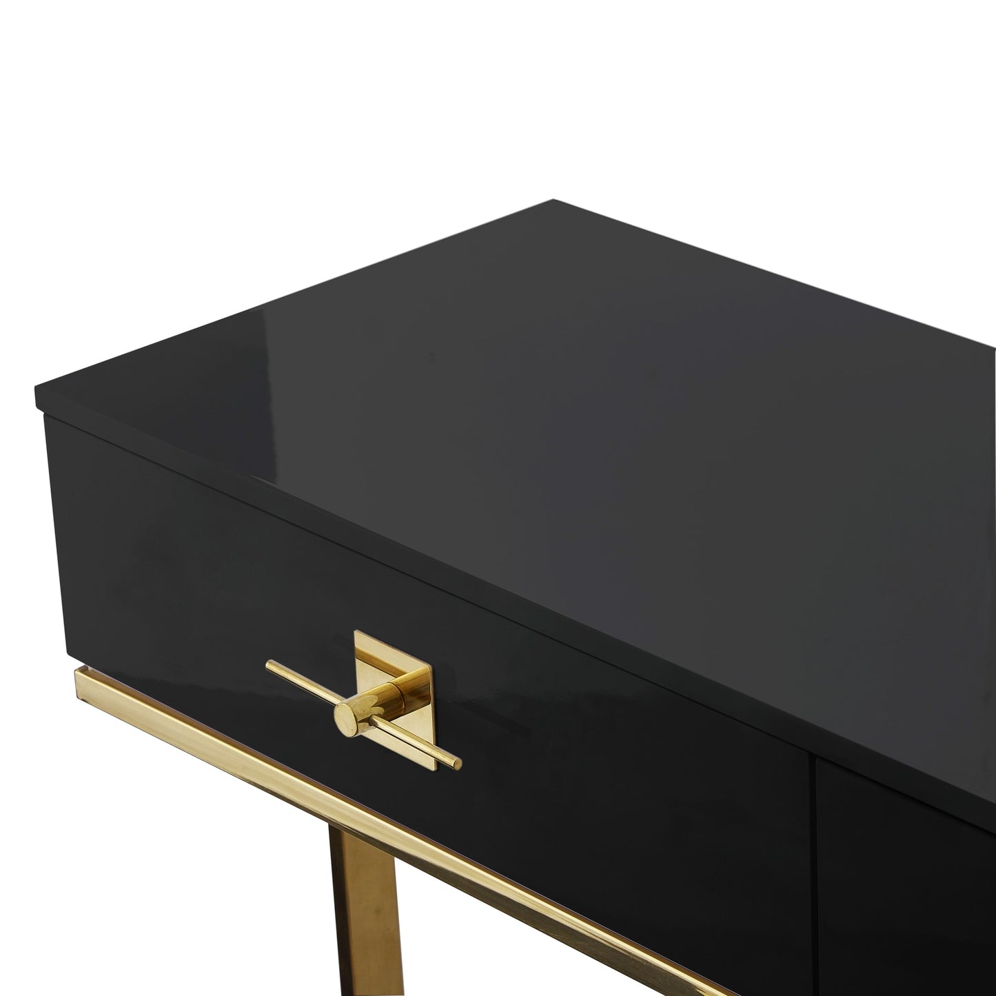 Modern High Gloss Stainless Steel Console Table with Drawer