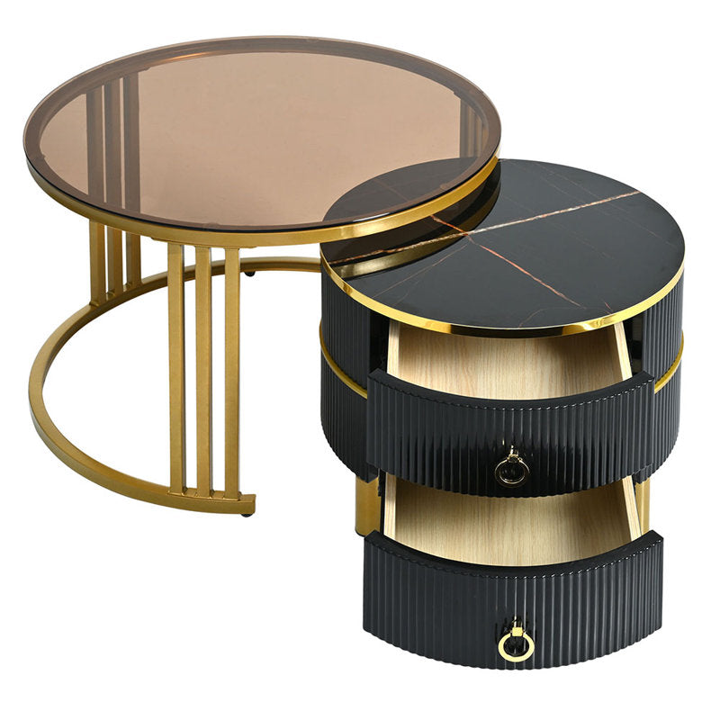 Coffee Nesting Table Set of 2 with Drawers – Stylish Storage for Modern Living