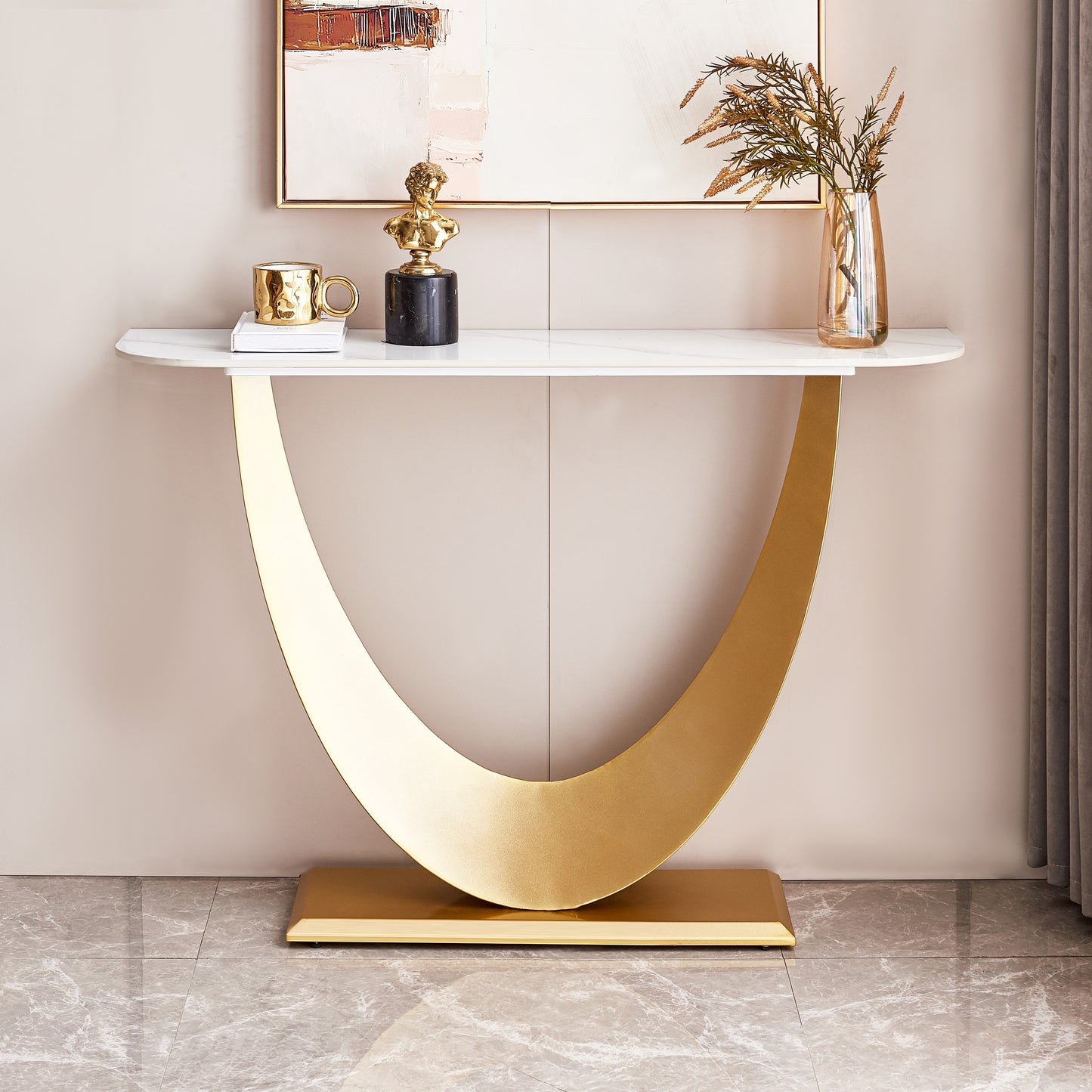 Luxurious Gold Modern Console Table with Sleek Design