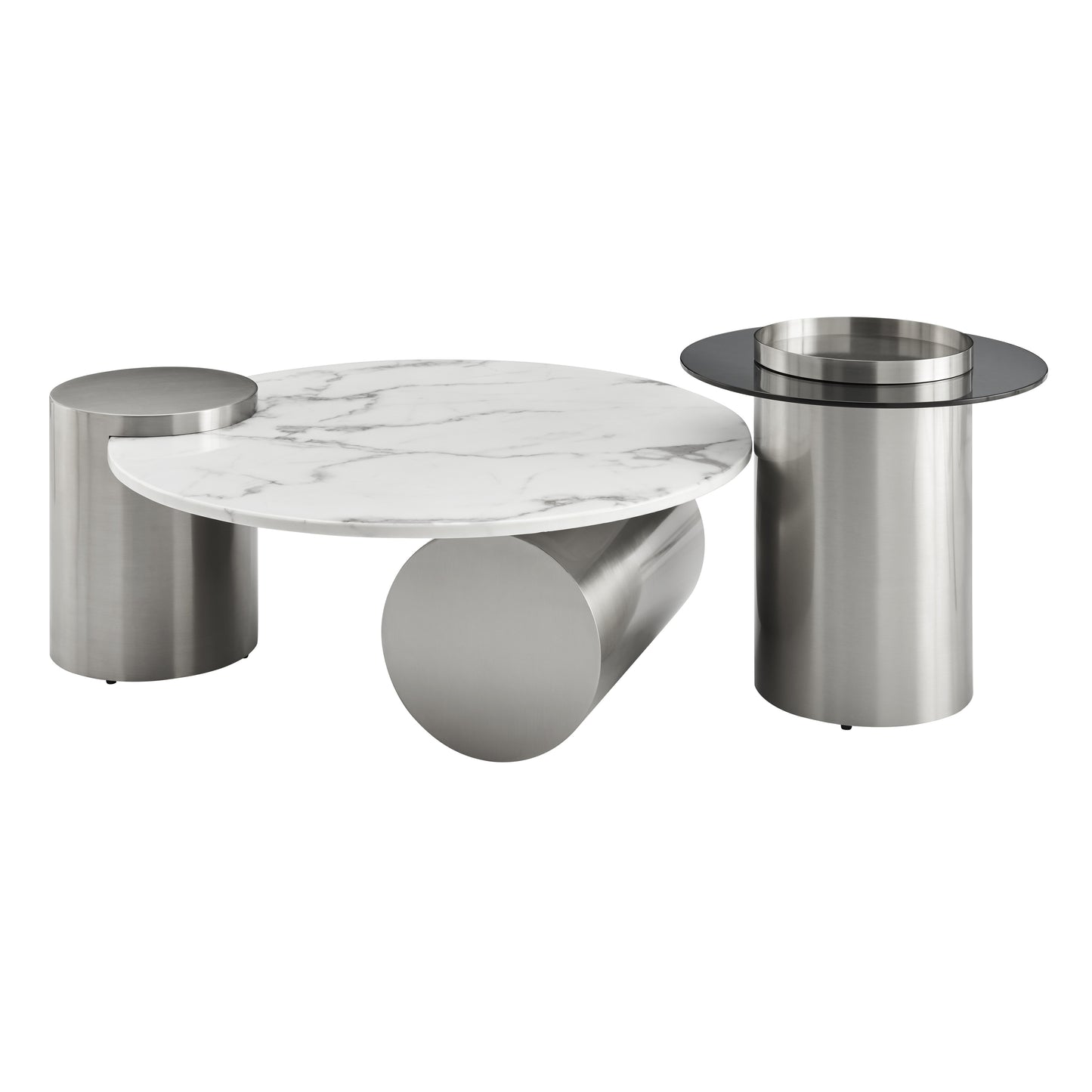 Contemporary Stainless Steel Nesting Table Set for a Polished Look