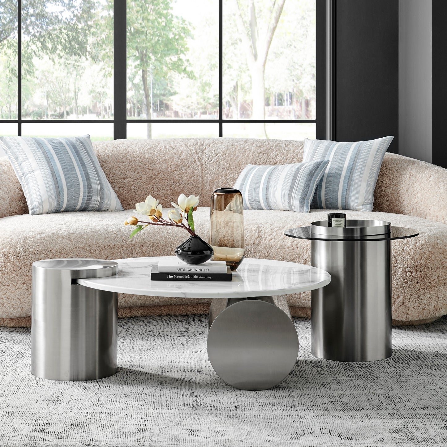 Contemporary Stainless Steel Nesting Table Set for a Polished Look