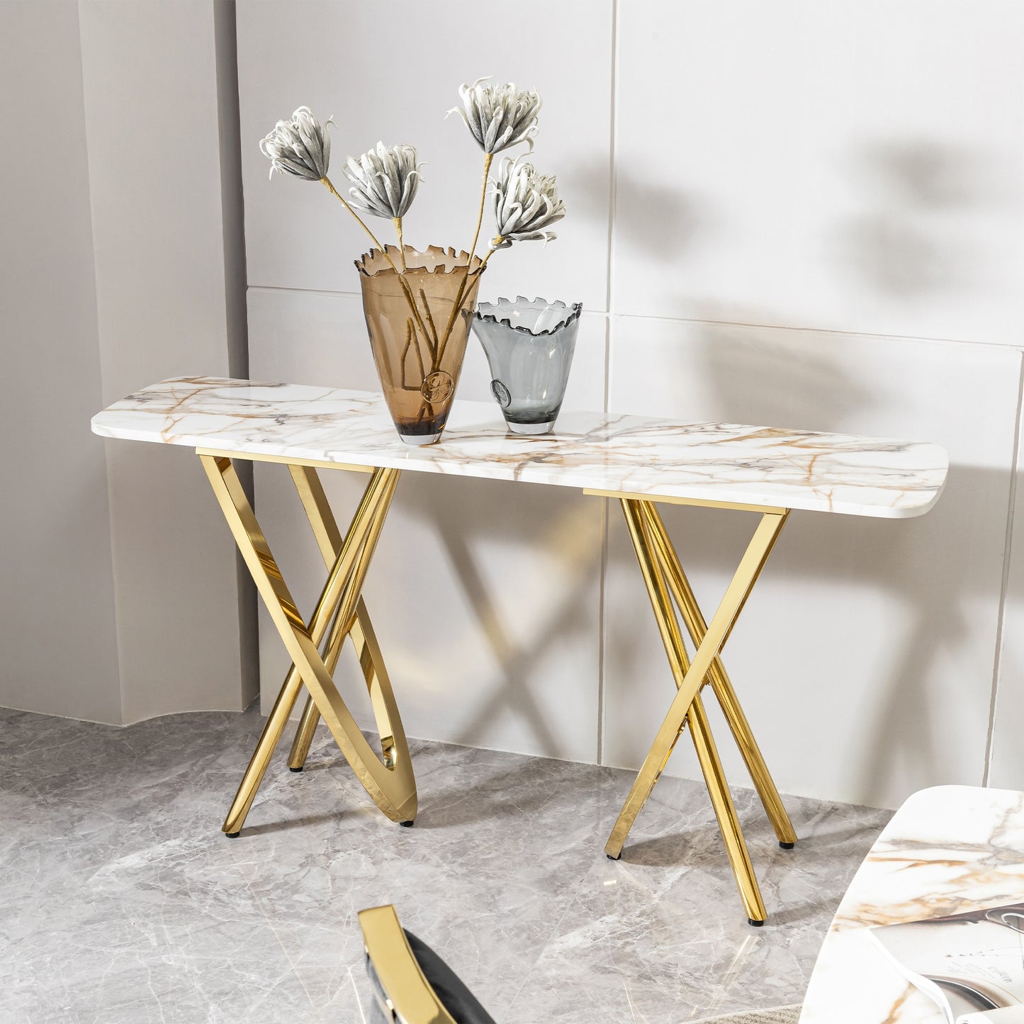 Modern & Unique Gold Stainless Steel Console Table