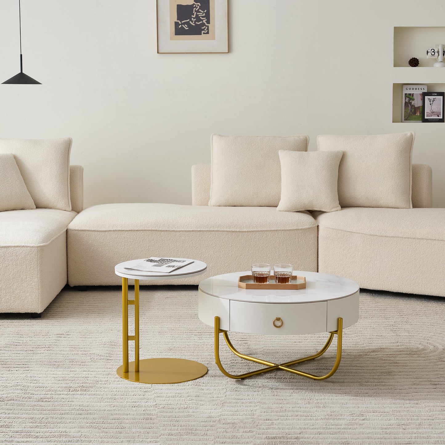 Charming Round Coffee Table Set for a Modern Living Space