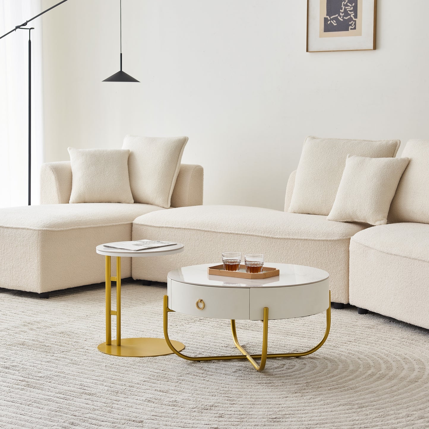 Charming Round Coffee Table Set for a Modern Living Space