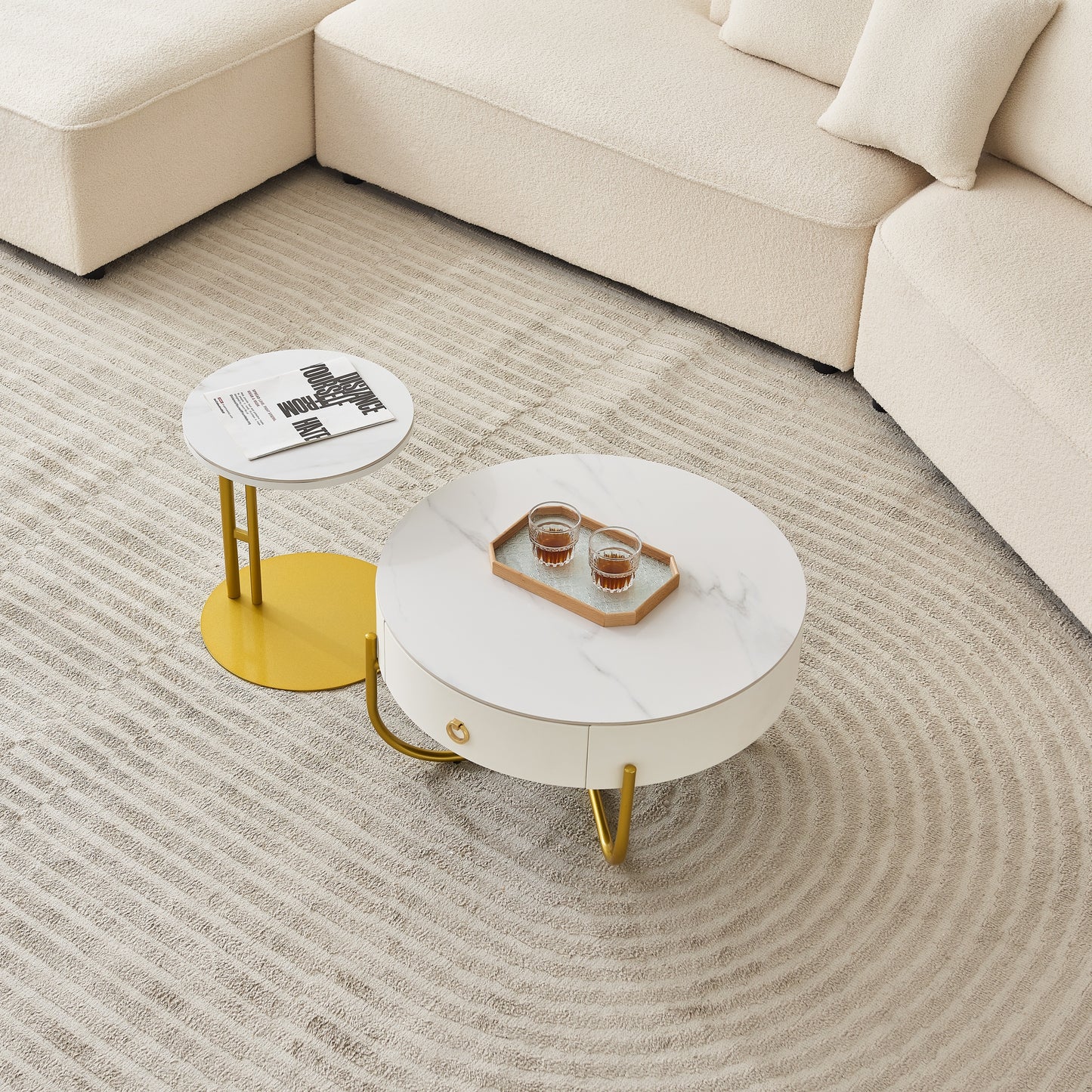 Charming Round Coffee Table Set for a Modern Living Space
