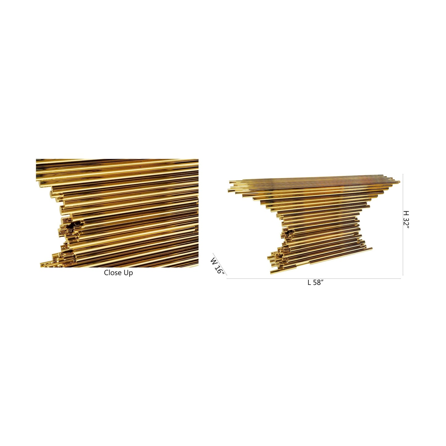 Gold Stainless Steel Rod Console Table – The Perfect Blend of Luxury and Style
