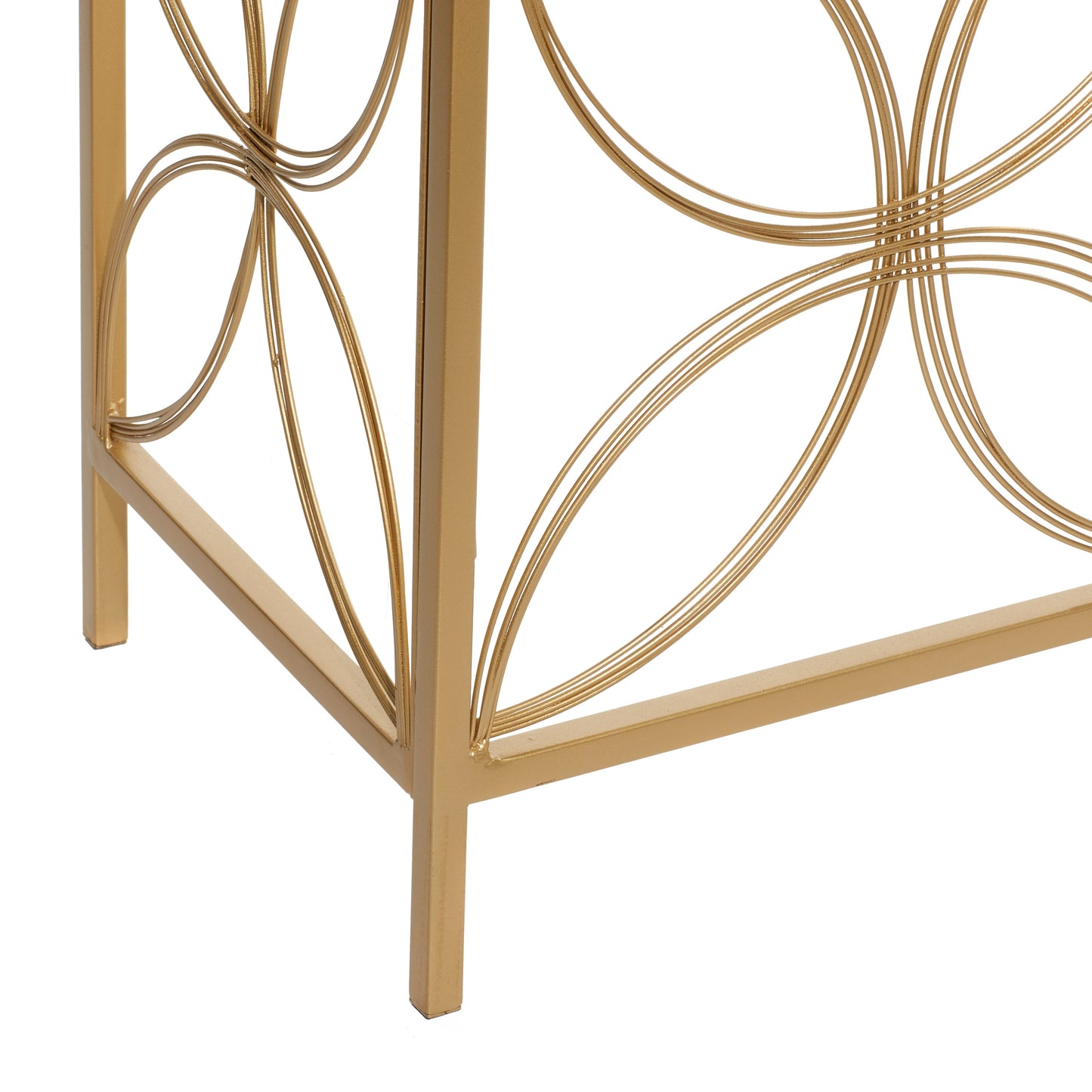 Gold Metal Geometric Console Table – Modern Elegance with a Unique Twist
