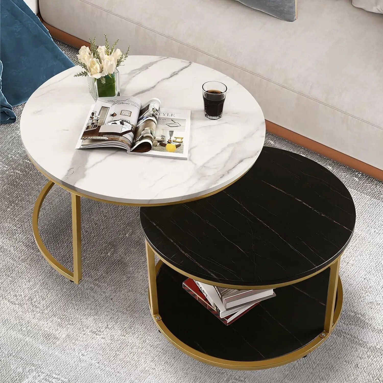 Graceful Metallic Symphony: Nesting Table Collection - Ace Crafts Emporio