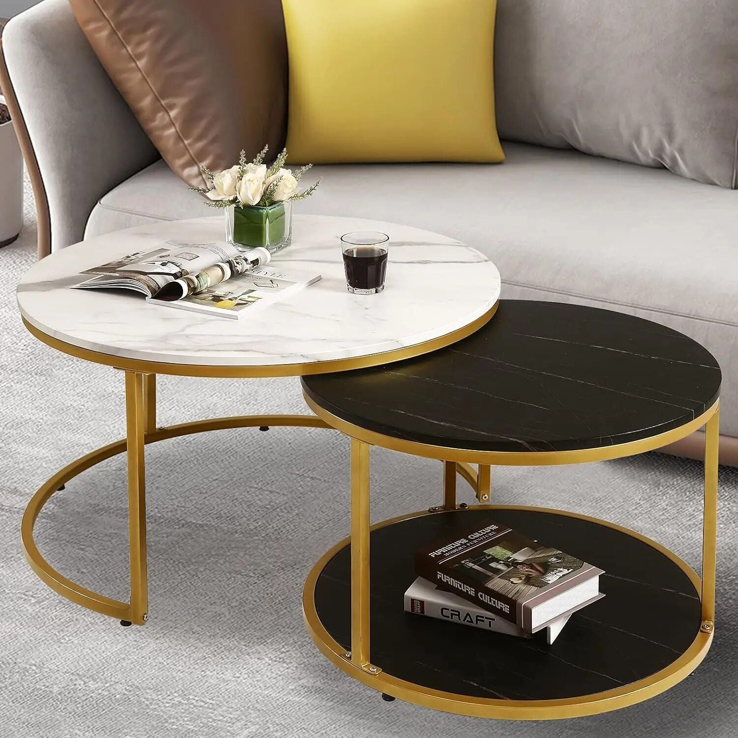 Graceful Metallic Symphony: Nesting Table Collection - Ace Crafts Emporio
