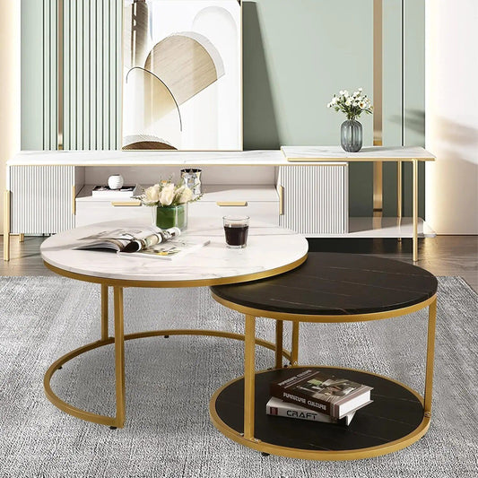 Graceful Metallic Symphony: Nesting Table Collection - Ace Crafts Emporio