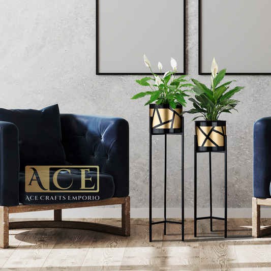 Aureate Metal Planter for Living Room - Ace Crafts Emporio