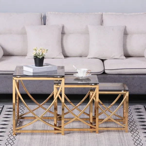 Sophisticated Stacking: Modern Nesting Table Ensemble - Ace Crafts Emporio