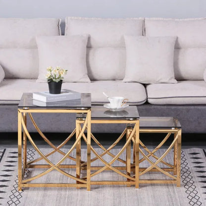 Sophisticated Stacking: Modern Nesting Table Ensemble - Ace Crafts Emporio