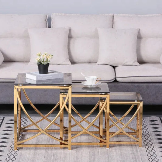 Sophisticated Stacking: Modern Nesting Table Ensemble - Ace Crafts Emporio