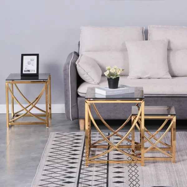 Sophisticated Stacking: Modern Nesting Table Ensemble - Ace Crafts Emporio
