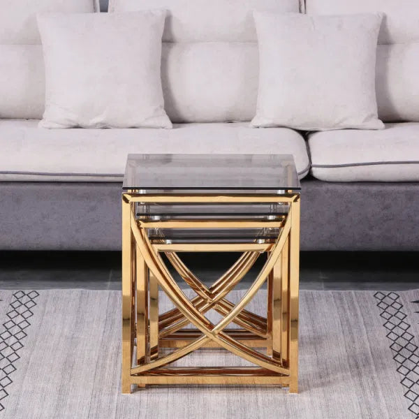 Sophisticated Stacking: Modern Nesting Table Ensemble - Ace Crafts Emporio