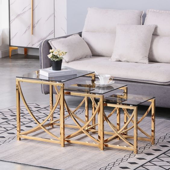 Sophisticated Stacking: Modern Nesting Table Ensemble - Ace Crafts Emporio