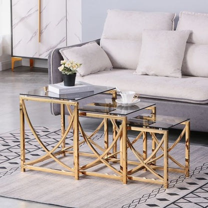 Sophisticated Stacking: Modern Nesting Table Ensemble - Ace Crafts Emporio
