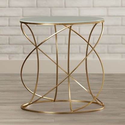 Round Gold Side Table with Glass Top – Elegant and Modern Accent Piece