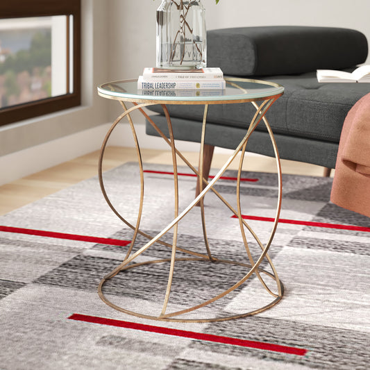 Round Gold Side Table with Glass Top – Elegant and Modern Accent Piece