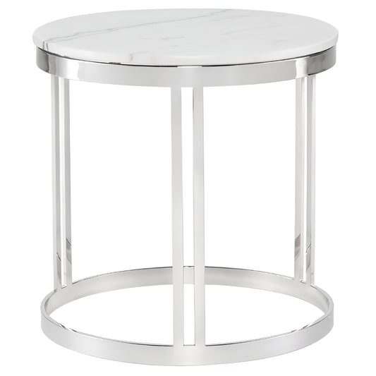 Polished Stainless Steel Round Side Table – Sleek and Modern Design
