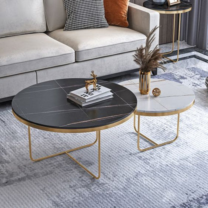 Marble Mirage: Sleek and Contemporary Nesting Table Set - Ace Crafts Emporio