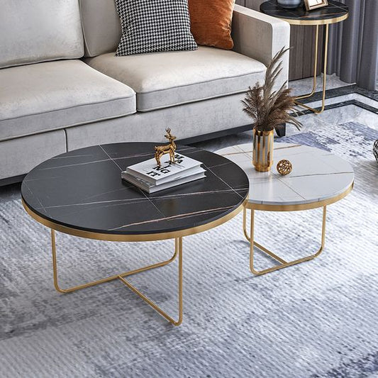 Marble Mirage: Sleek and Contemporary Nesting Table Set - Ace Crafts Emporio