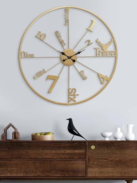 Golden Radiance: The Modern Gold Wall Clock - Ace Crafts Emporio