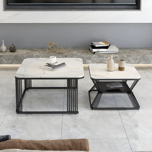 Urban Elegance: Modern Set of 2 Black Nesting Tables - Ace Crafts Emporio