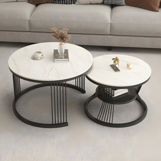 Modern Metallic Duo: Nested Round Table Set - Ace Crafts Emporio