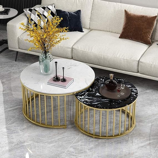 Exquisite Metallic Harmony: Nesting Table Ensemble - Ace Crafts Emporio