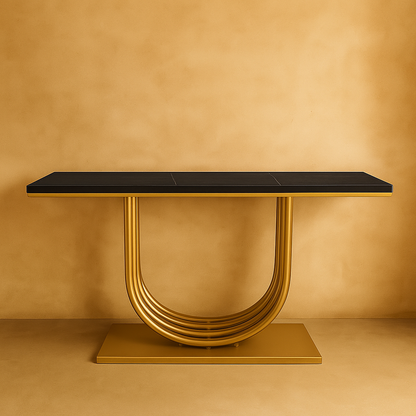 U-Shape Stainless Steel PVD Console Table with White Marble Top