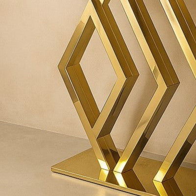 Modern Design Golden Console Table in Geometric Pattern with Marble Top