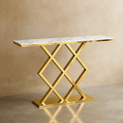 Criss Cross Golden PVD Designer Console Table