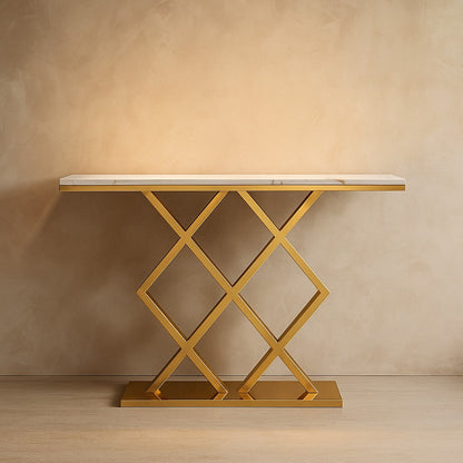Criss Cross Golden PVD Designer Console Table