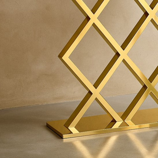 Criss Cross Golden PVD Designer Console Table