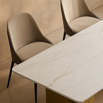 Cross Style Luxurious Golden PVD Base Dining Table with Marble Top 6 Seater