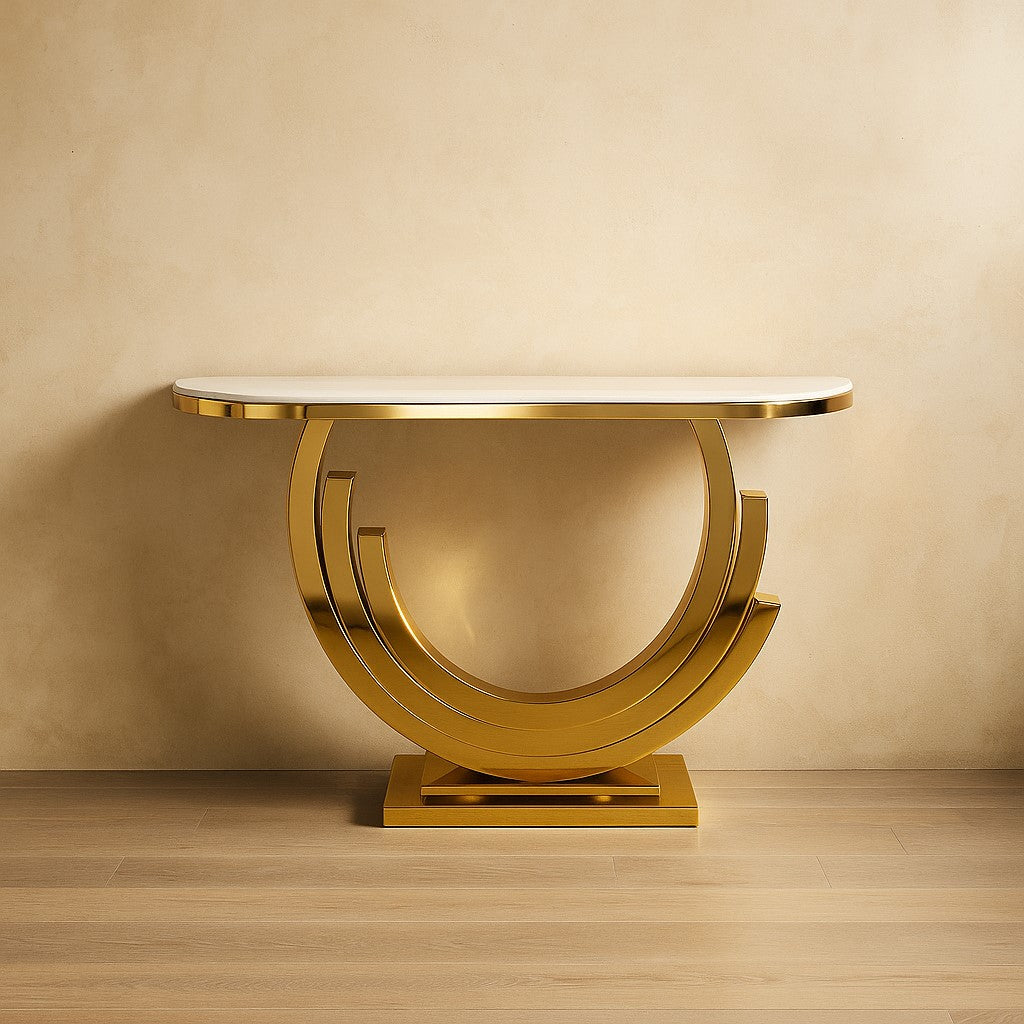 Half Moon Golden PVD Console Table