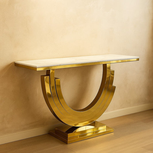 Half Moon Golden PVD Console Table